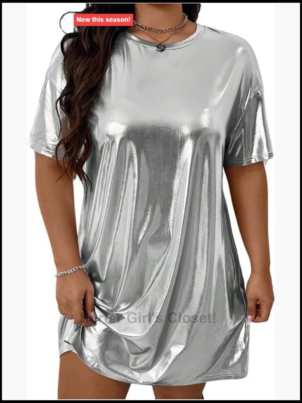 Plus Size Short Sleeve Tee Dress Crew Neck Shift Dress